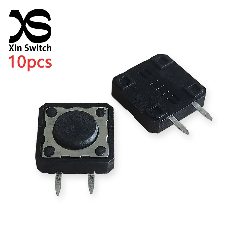10 Stück 12x12 Horizontaler Typ (zwei seitliche Stifte) Tastschalter, Griffhöhe 4,3 mm, 50 mA, DC 12V, selbstrückstellende Mikroschalter – Detail 1