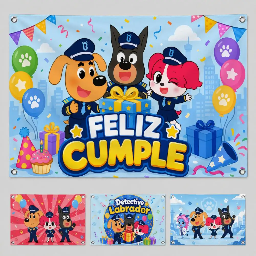 Animation Safety Sheriff Labrador Flags Home Yard & Garden Decor Banner - Indoor Outdoor Wall Hanging Flag