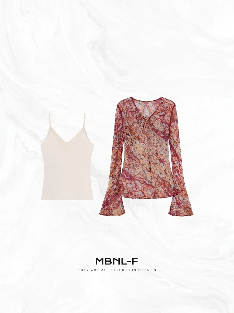 

Женская рубашка MBNLF Retro Paris Spring Summer из окрашенного шелка с длинным рукавом, защита от солнца, модель Qin Lei XMXSY332