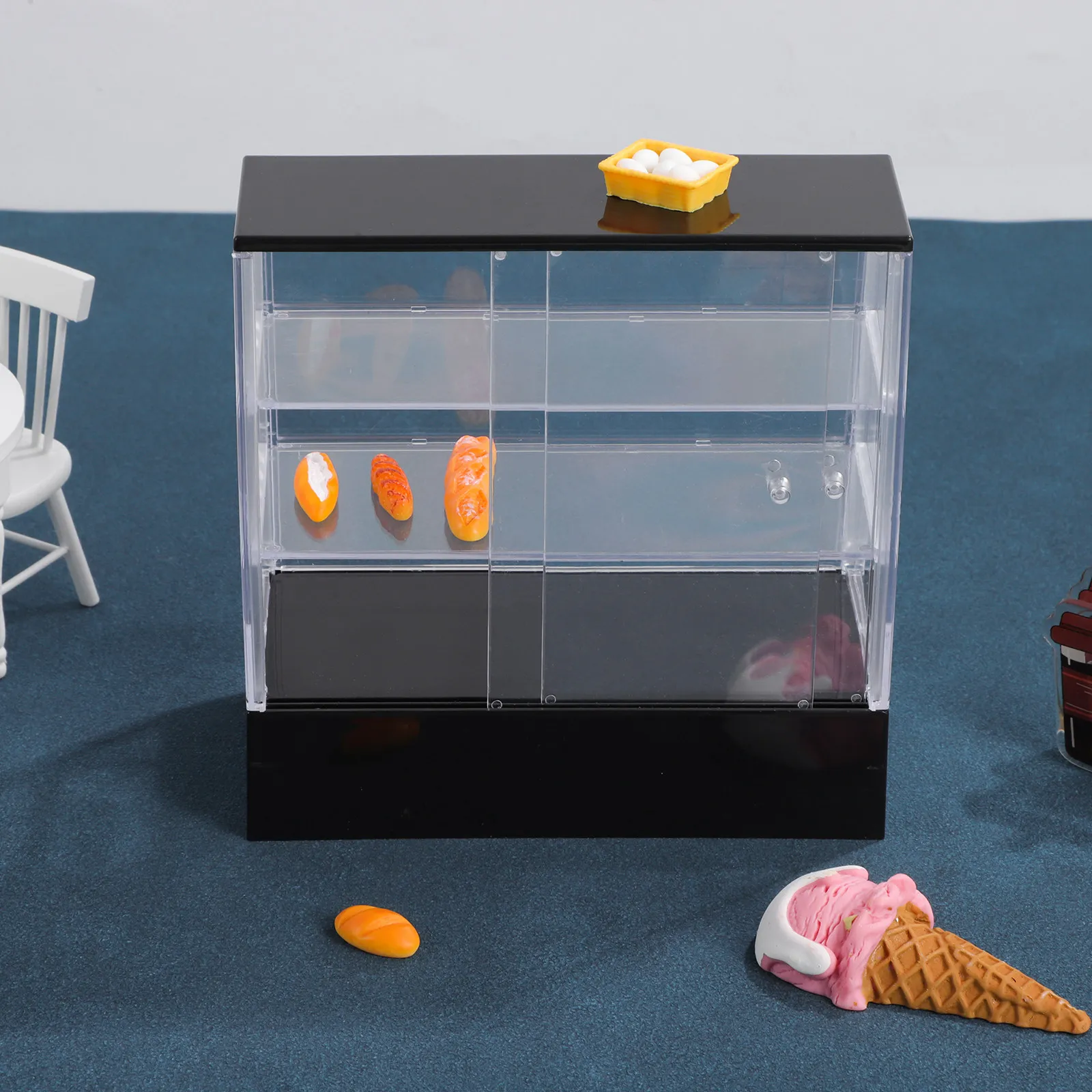 

2Pcs Simulation Cake Cabinet Mini House Furniture Mini Display Cabinet Bakery Store Cupboard Decoration Miniature Store Cupboard