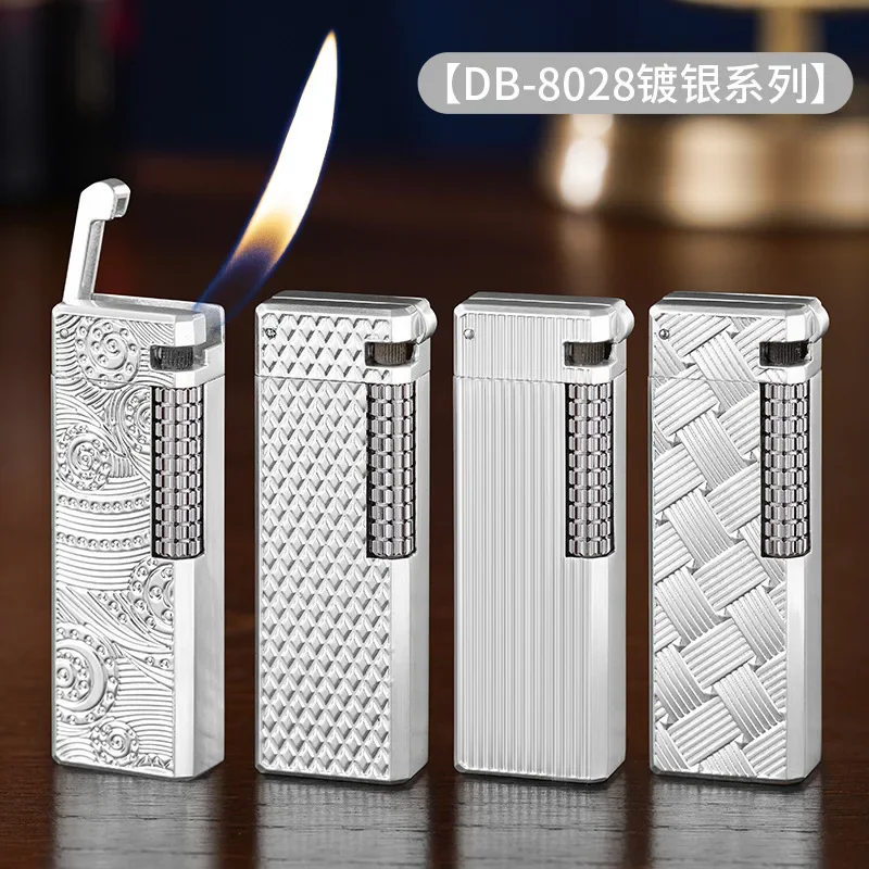 Retro Mechanical Wheel Oblique Flame Open Flame Side-sliding Lighter Metal Body Portable Travel Gifts for Boys Wholesale