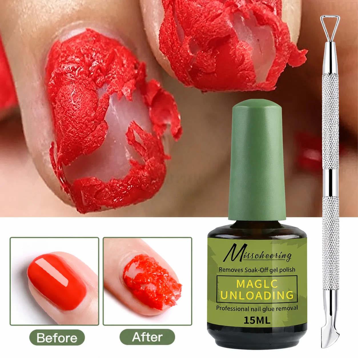 1/2 stuks/set Nail Magic Remover met verwijderingshulpmiddel, snel en eenvoudig gel nagellak en poly gel nagellak verwijderen zonder de nagels te beschadigen