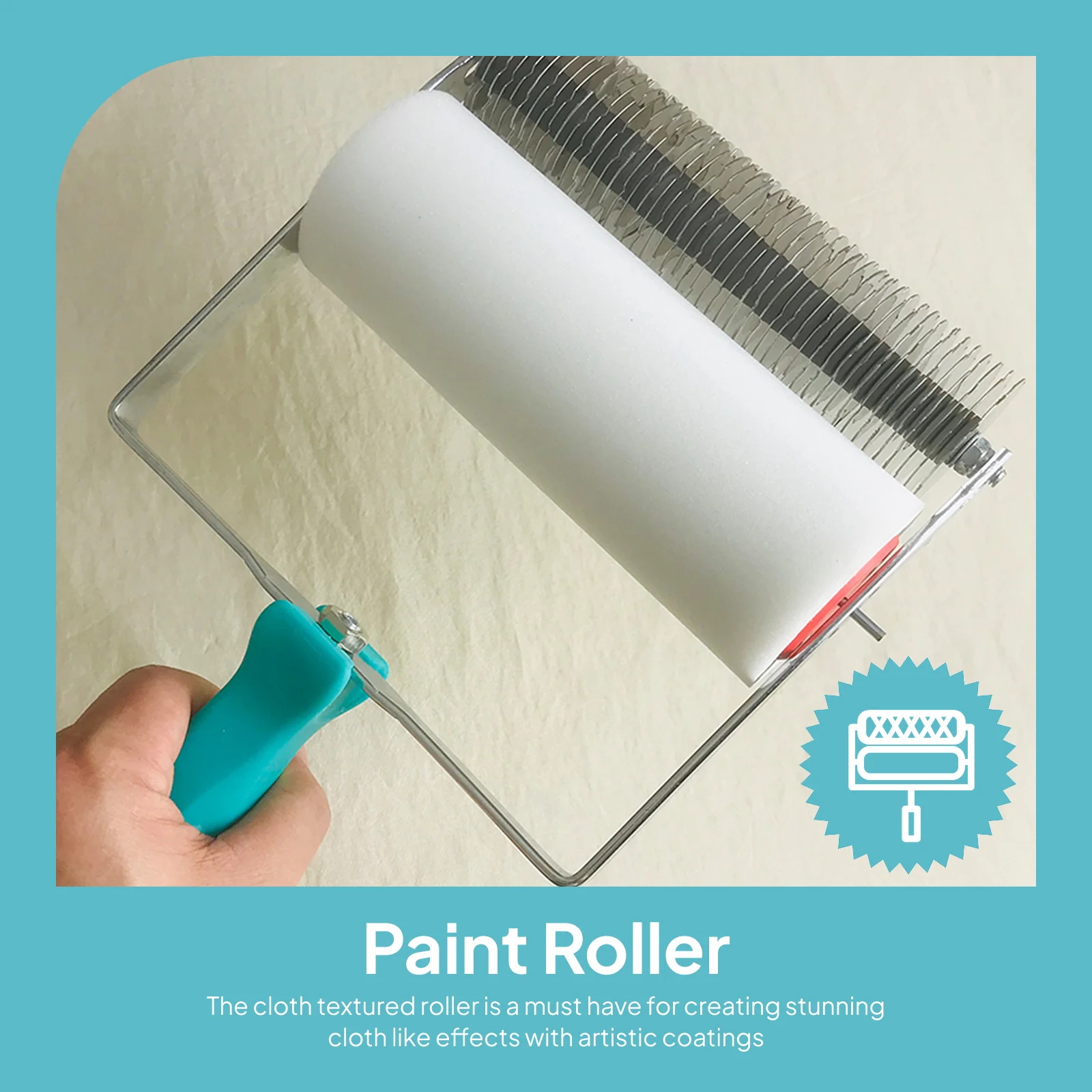 Handheld Embossed Pattern Paint Roller with Iron and Pp Material Wall Decorating Roller Tool for Textured Painting and Crafts