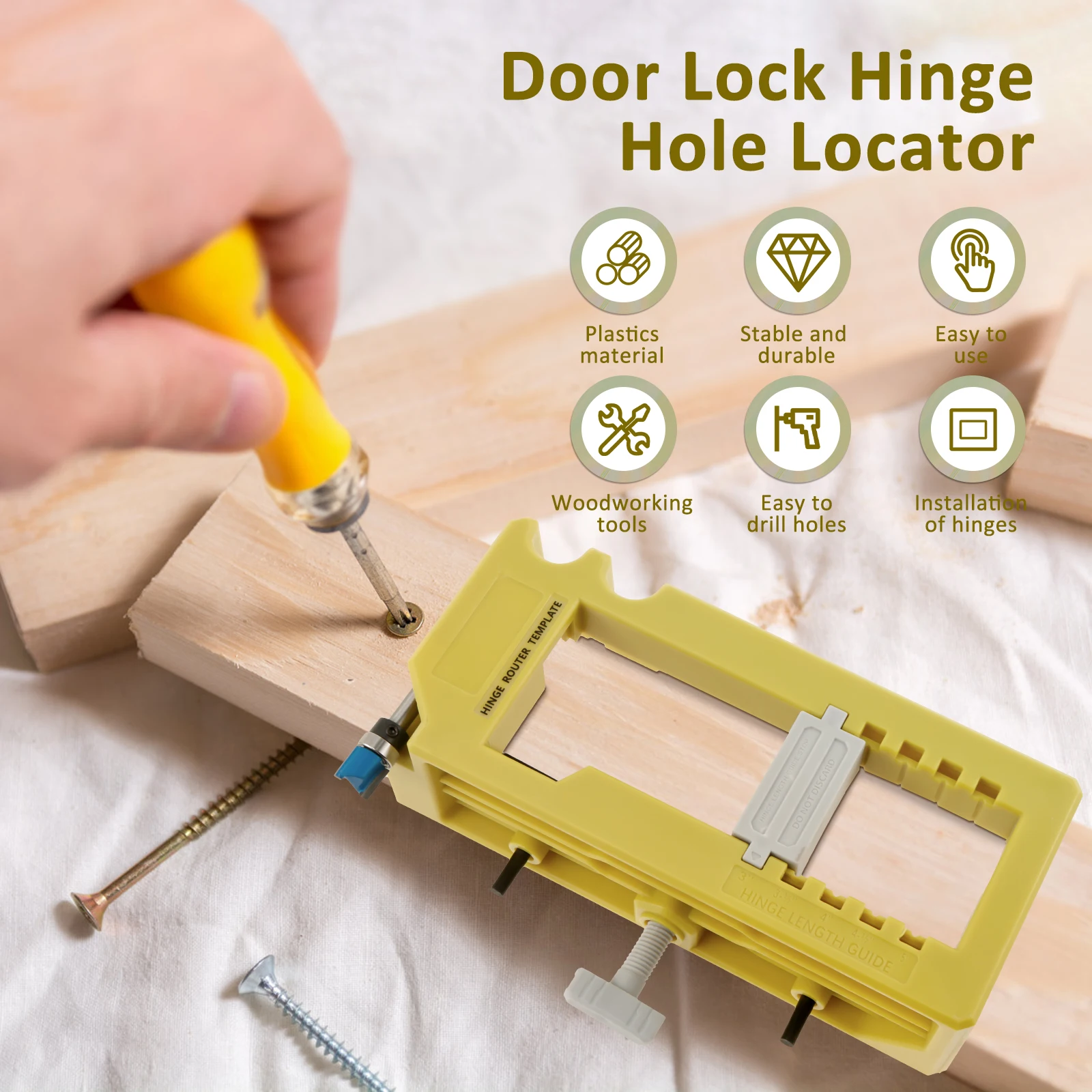 Door Hinge Mortise Jig Kit Sturdy Door Hinge Router Template Cabinet Mounting Jig Mortiser Tool Door Hinge Installation Kit