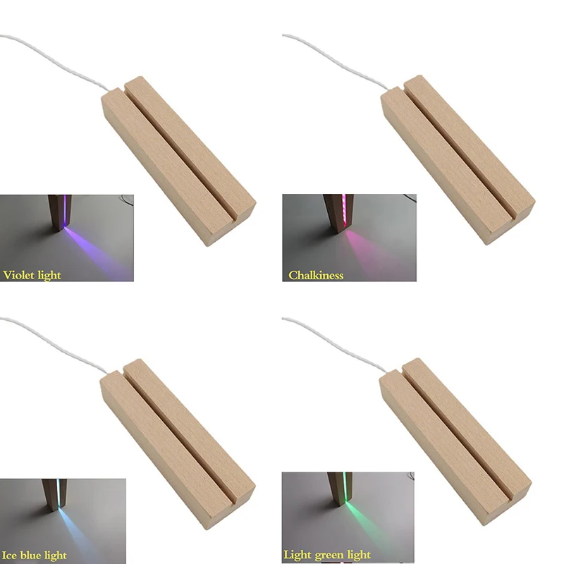 LED Wood Display Base 8 Colors Rectangle Display Pedestal Lights Display Base Wooden Lighted Base Stand For Resin Art