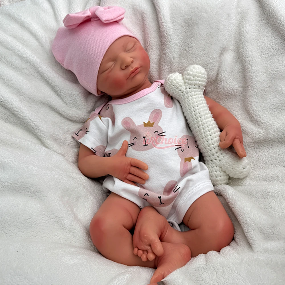 Pasgeboren Siliconen Babypop Full Body Gewogen Handgeschilderde Reborn Pop Gesloten Ogen Levensechte Meisje Collectibles DIY Reborne Kunstenaar - afbeelding 1