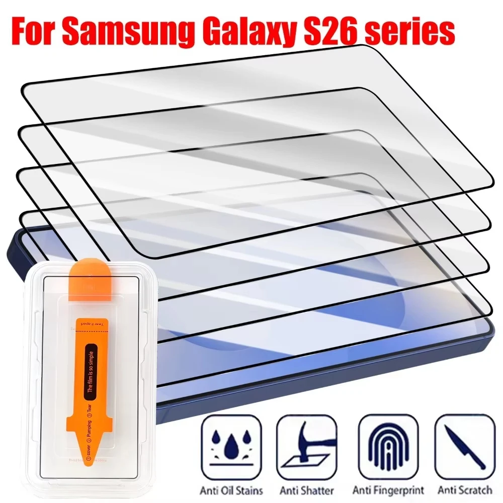 1/3Pcs Tempered Glass For Samsung S26 S25 Ultra Edge S24 Plus A56 A36 A26 A16 A55 A54 A53 A35 S23 S22 S21 FE Easy Installation