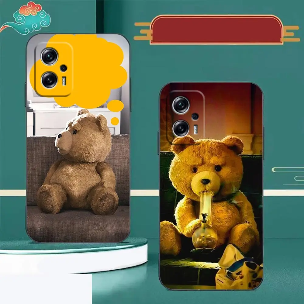 Naughty Cute T-Teddy Bear Phone Case For Redmi Note 13 12 12S 11 10 9T 9S 9 8 Pro 5G Silicone Case Funda Coque Shell Capa Cover