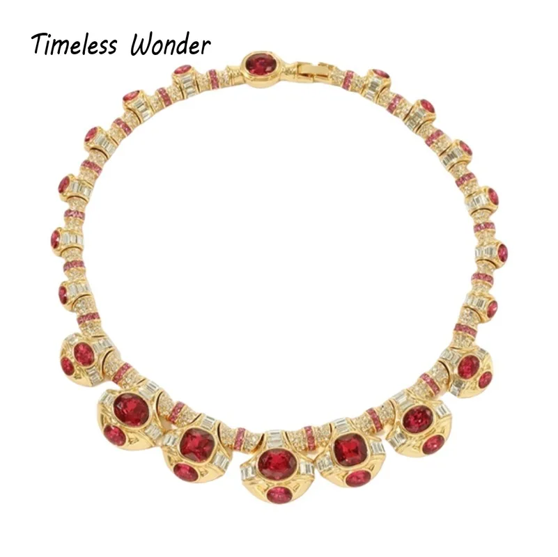 Timeless Wonder Fancy Zircon Geo Statement Necklace for Women Designer Jewelry Trendy Rare Top Luxury Bride Gift Set New 6664