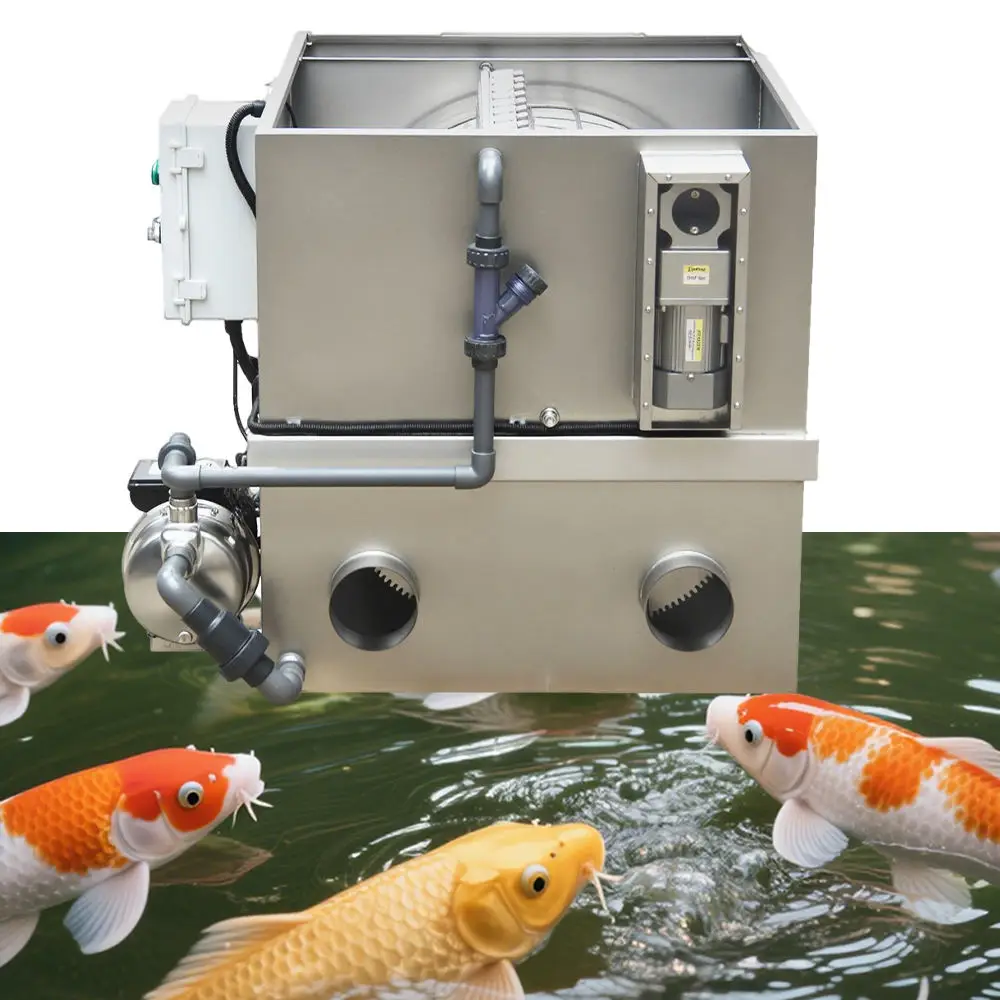 Stainless Steel Automatic Rotary Drum Filter Koi Pond Water Treatment Equipment with Physical Filtration