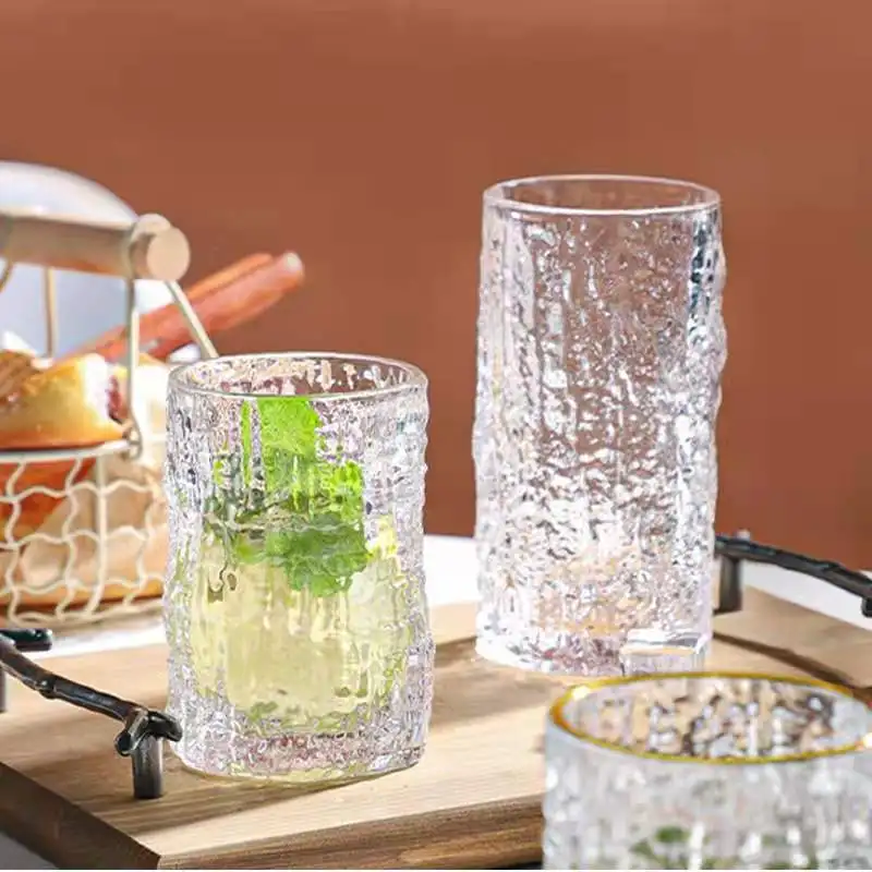 PINNY Bark Pattern Glass Modern Wine Glass Juice Milk Glass Reusable Plastic Glass Cup