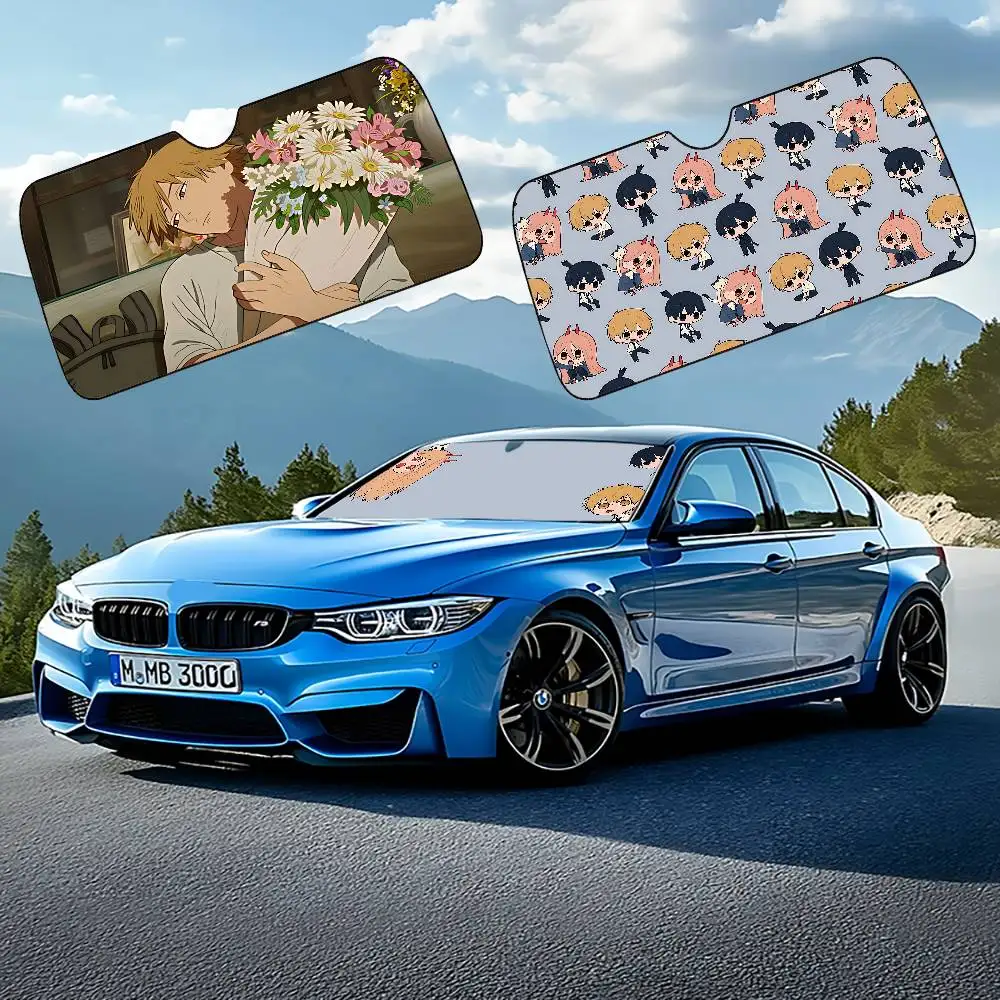 Anime C-Chainsaw Man-s Stylish And Trendy Windshield Sunshade, Car Windshield Cover, Car Sunshade Curtain, Car Sun Protection