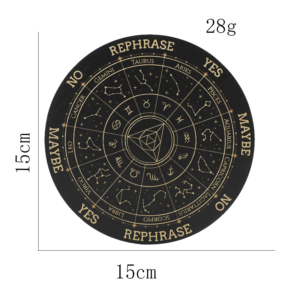 15cm Black Magic Symbol Laser Engraved Wooden Board Tarot Card Divination Game Board Meditation Yoga Swing Board Ritual Supplies