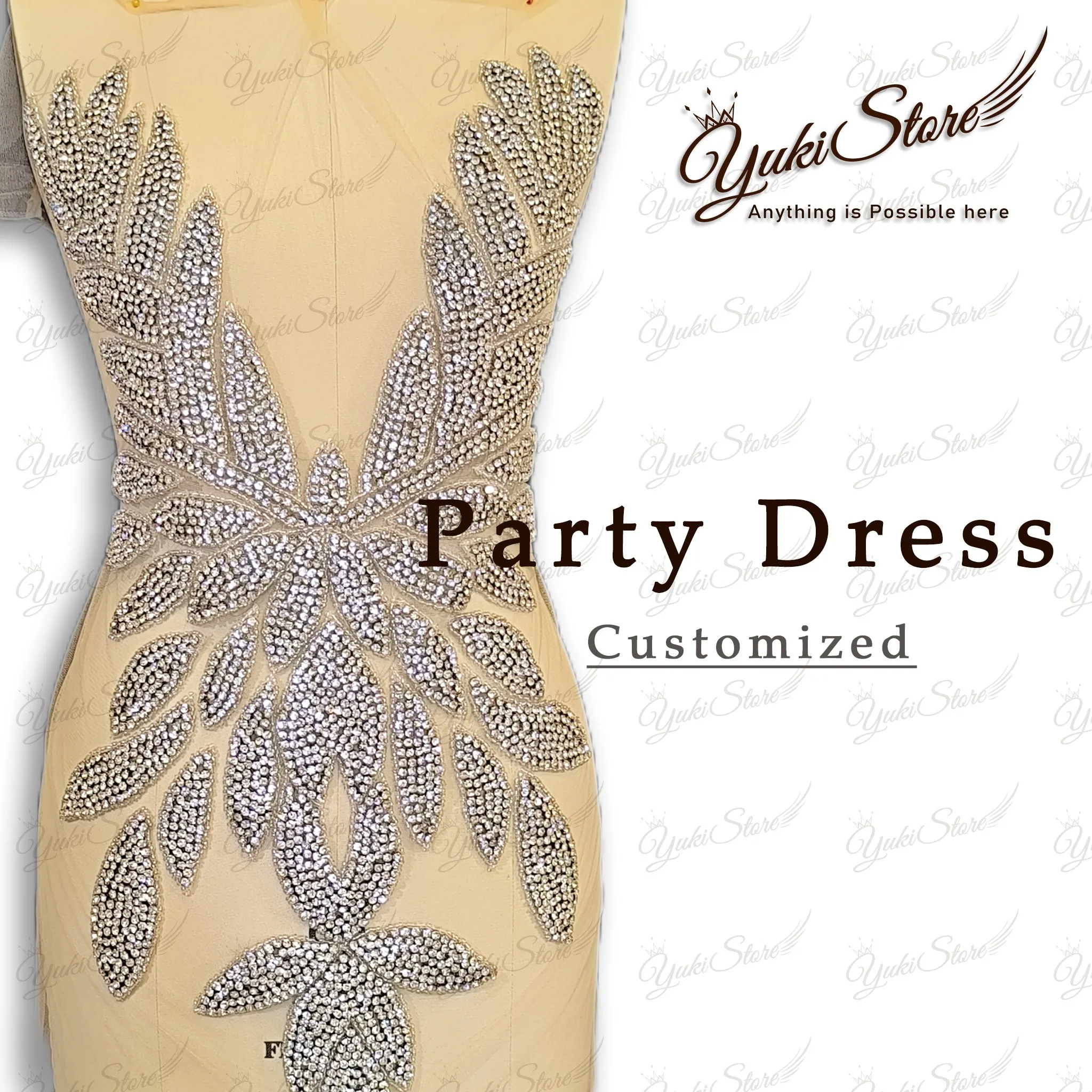 

Серебряное блестящее платье с аппликацией из страз на лифе, свадебное платье, вечернее платье, коктейльное платье JY083