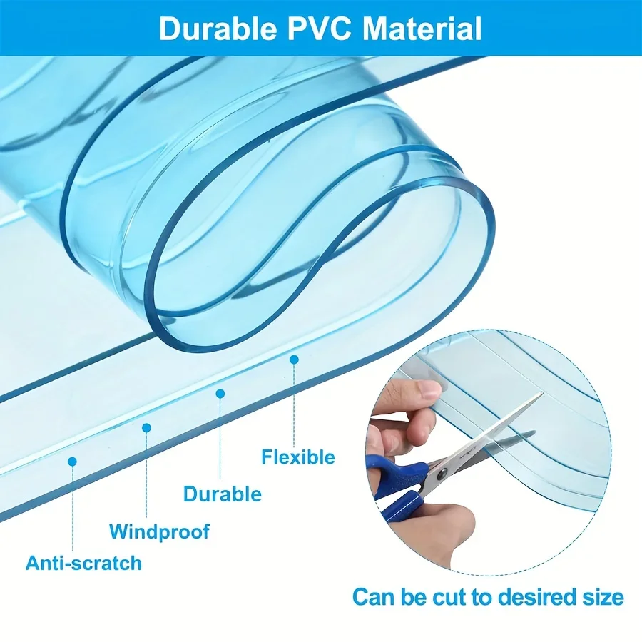 1PC 1m Waterproof Winter Pet Supplies Transparent Insulation Curtains PVC Door Curtain Cuttable Dog Door Flap for DIY Dog House
