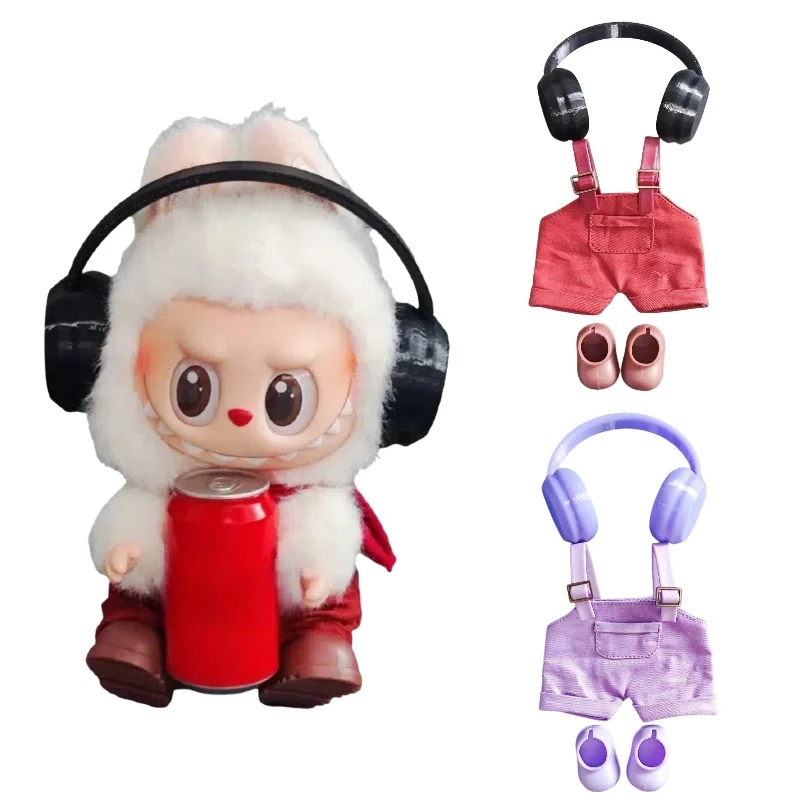 ل 17 سنتيمتر Labbubu الملابس الأصلي Labubu لعبة دمية فاخرة جديد يجلس حفلة الدب التسمية وشاح قبعة حقيبة دمى اكسسوارات لطيف