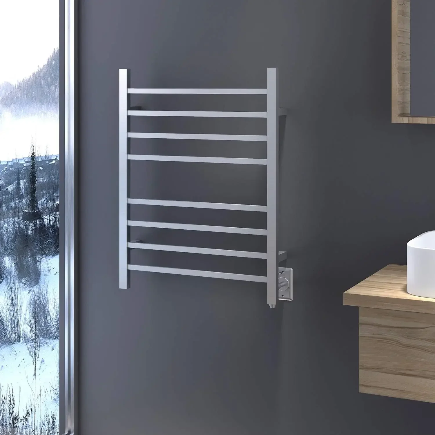 Towel Warmer, Heated Towel Warmer Rack, Wall-Mounted Hardwired/Plug-in Electric Towel Warmers for Bathroom