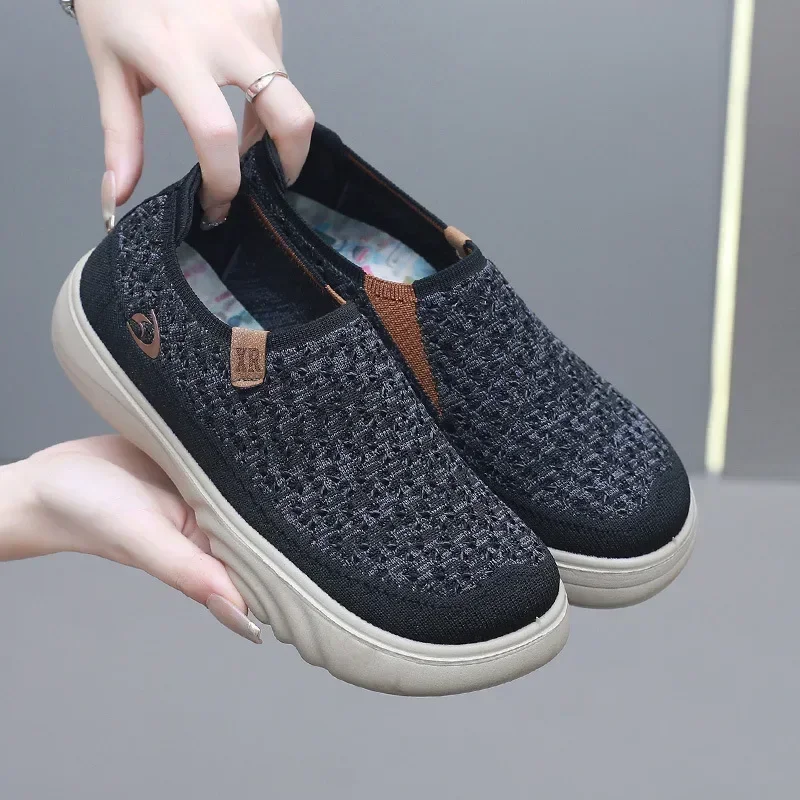 2025 New Woman Vulcanize Shoes Autumn Round Toe Flats Mesh Breathable Ladies Fisherman Shoes Platform Sports Walking Shoes