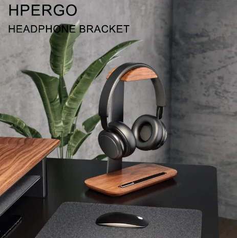 

HPERGO Aluminium Convenient Original Professional Alloy Wooden Walnut Headphone Bracket Stand Holder Iphone Stand