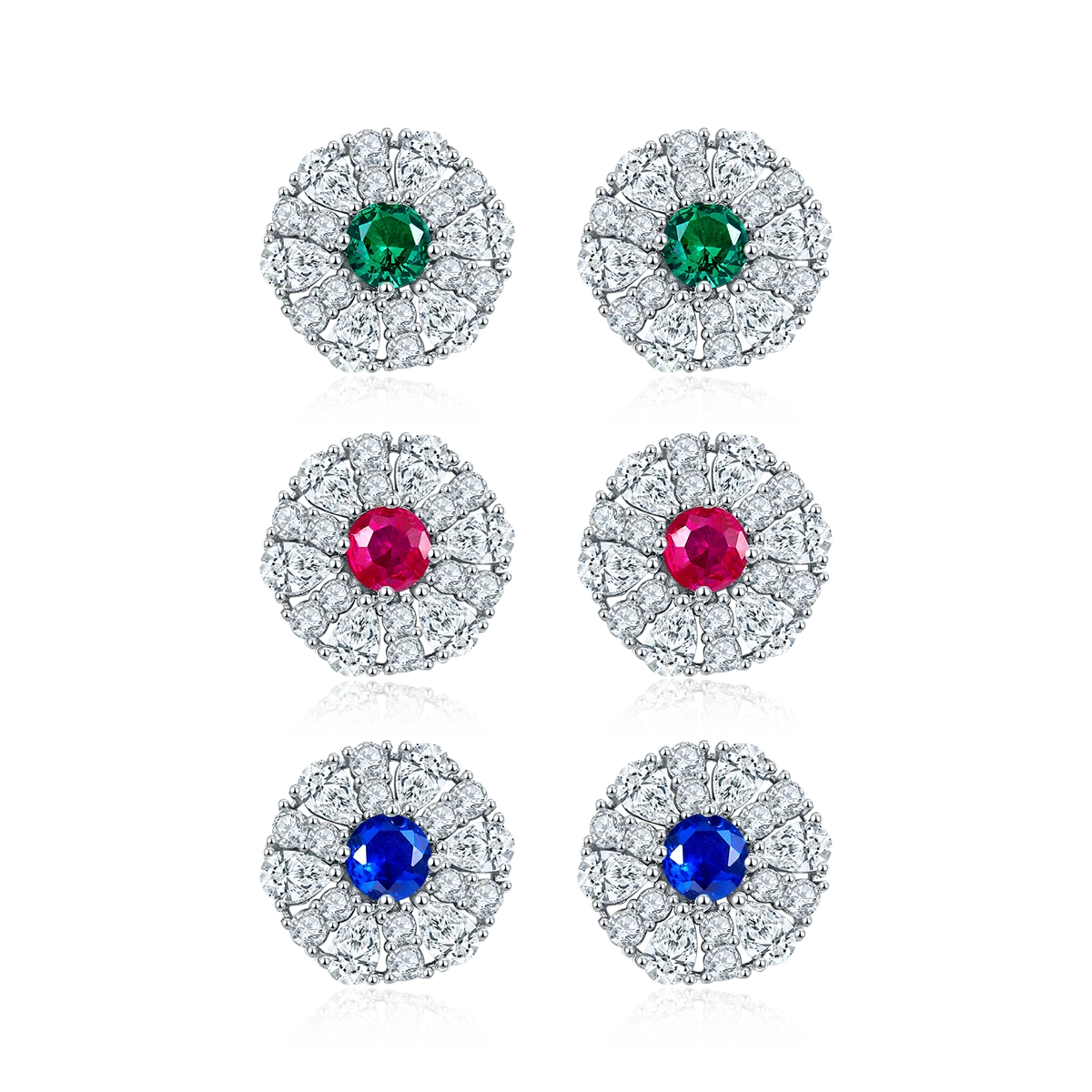 

Серьги DSYP27 S925 с посеребренным покрытием из белого золота 18 карат, выращенные в лаборатории цветными драгоценными камнями