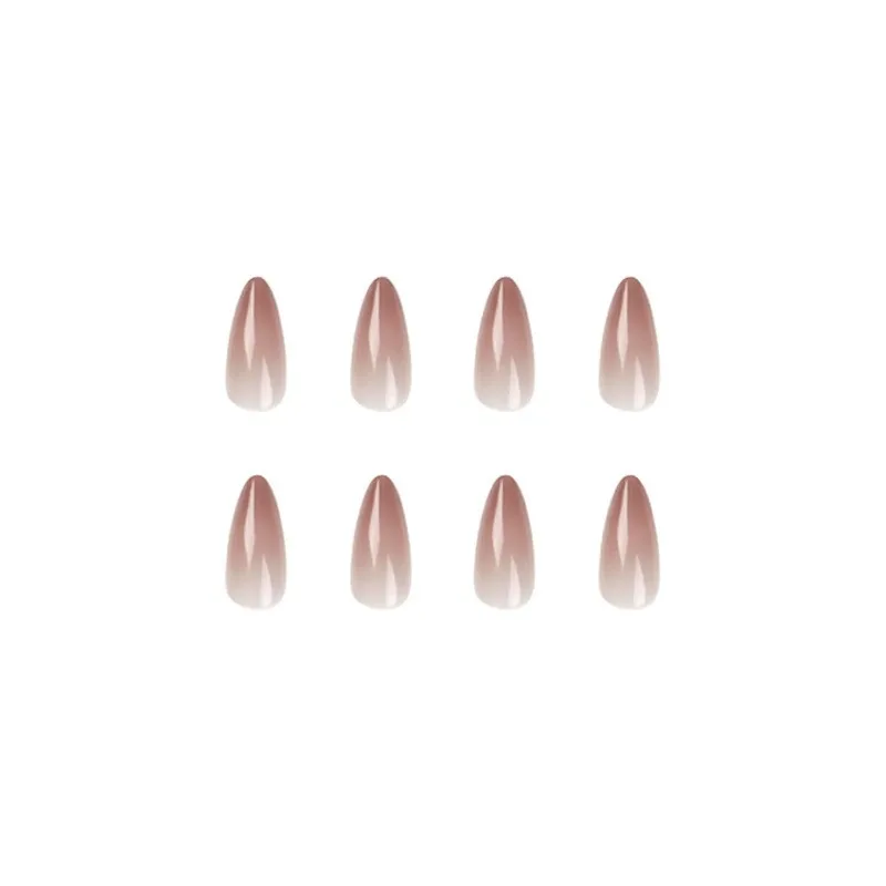 24 Pcs Medium Almond Press on Nails Stiletto Fake Nails Glossy Glue on  Pink Gradient Stick on Acrylic Nails for Women