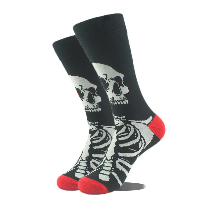 3 pairs unisex women men skull character Halloween party grunge style crew socks for men women