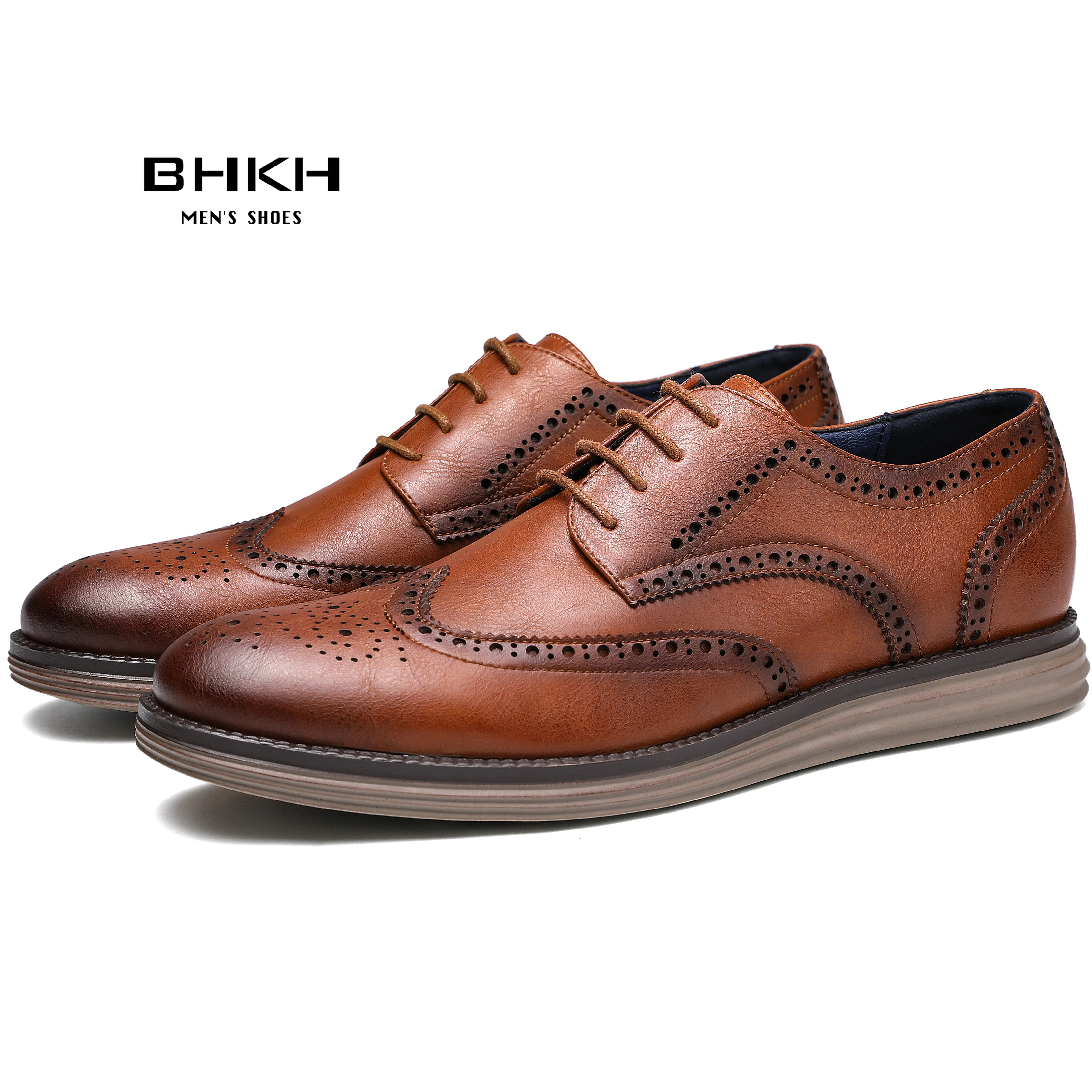 BHKH 2024 Autumn Man Dress Shoes Genuine Leather Lace-up Men Casual Shoes  Smart Business Office work Footwear Men Shoes