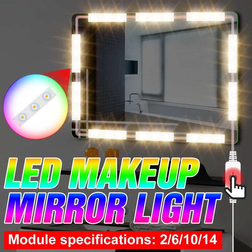 

LED Makeup Mirror Light Bathroom Dressing Table Lamp USB Vanity Light Decoration Bedroom Full Body Mirror Dimming LED Wall Lamp