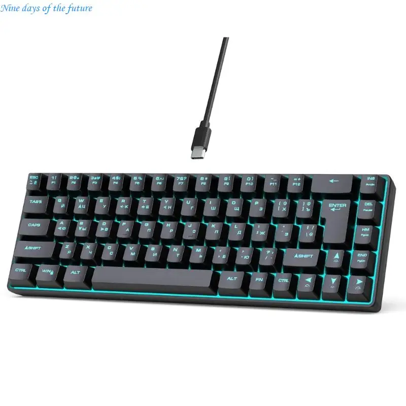لوحة مفاتيح الغشاء الآلة آلة كاتبة 68KEYs شعور مفاتيح مفاتيح Keycaps شعور المفاتيح LED