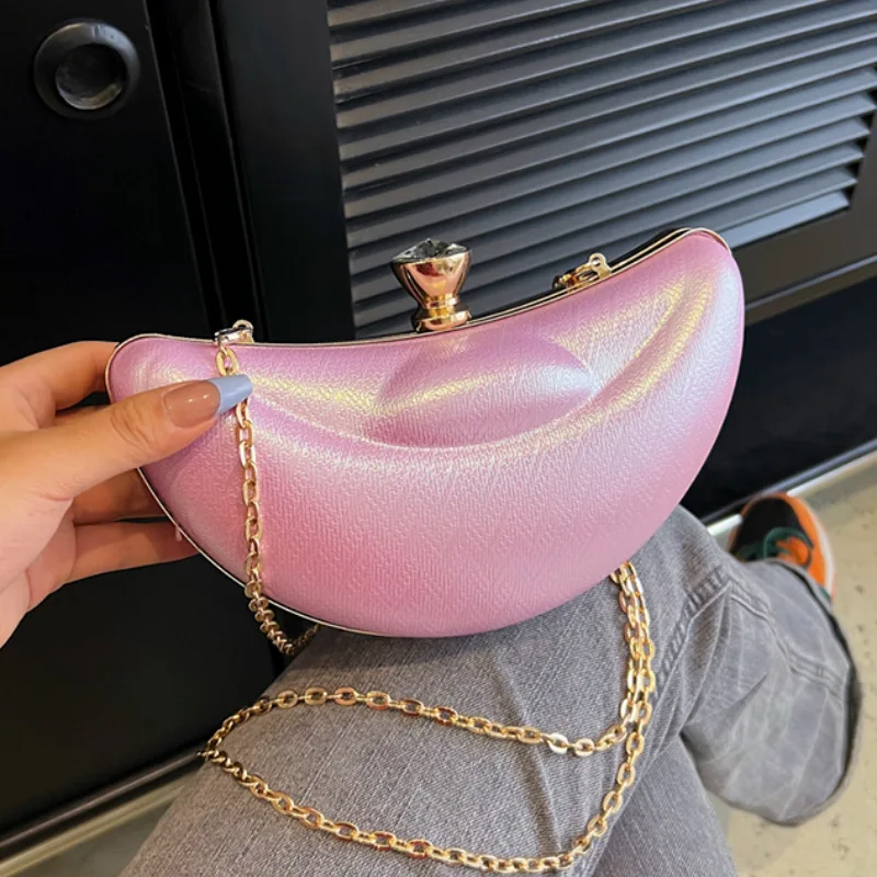 

Moon Shape Women's Bag 2023 Trend Fashion Funny Small Crossbody Bag Leather Hip Hop Party Cute High Quality Shoulder Bag Woman