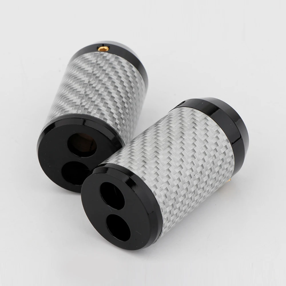 4PCS AL1608 Hifi White Carbon Fiber 1 to 2 Pants Boot Y Splitter Speaker Audio Cable Wire Pant