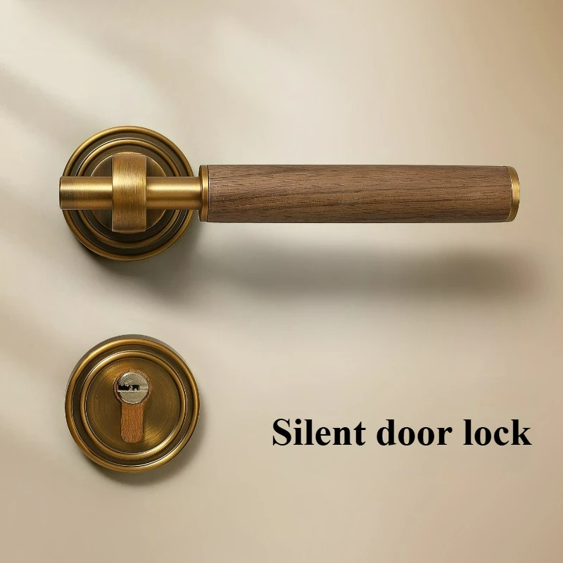 

Дверной замок в средневековом стиле, винтажная ручка для двери из массива дерева, бесшумная ручка-замок из орехового дерева