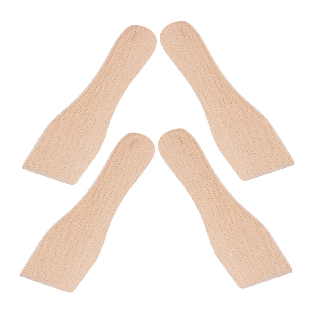 4Pcs Wooden Baking Spatula Set Small Kitchen Cooking Scraper Essential Baking Cream Turner for Cake Pizza Butter Cream Bbq