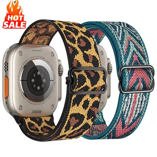 Bucle de nailon para Apple Watch ultra 2 Band 40mm 44mm 45mm 49mm 41mm 42mm 46mm pulsera Scrunchie iwatch Series 10 9 6 7 8 se