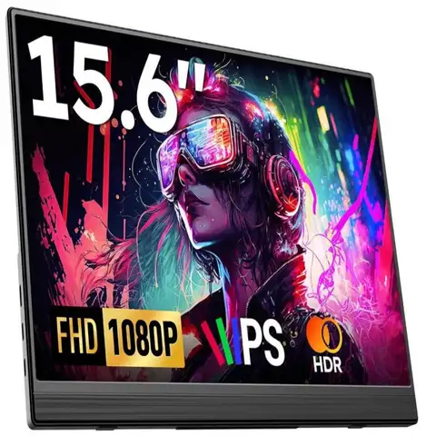 Portable Monitor, 15.6" FHD 1080P Travel Portable Monitor for Laptops, Ultra-Slim External Portable Screen for Laptop with Kicks