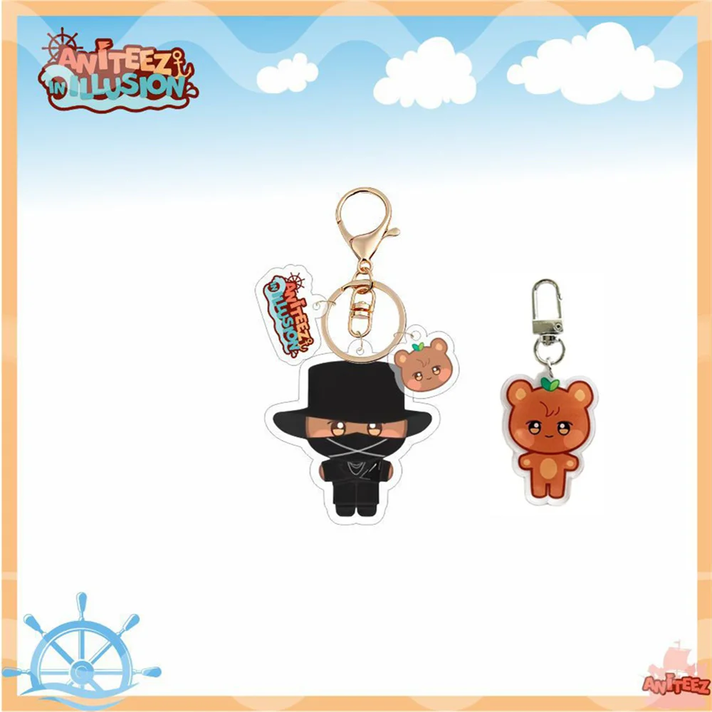 2set Kpop ATEEZ Keychain Albums ANITEEZ Key Chain Hongjoong Seonghwa Yunho Yeosang San Cartoon Keyring Pendant