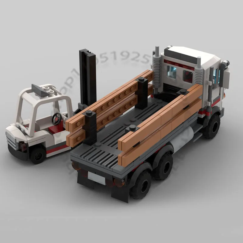 328개 조각 운송 차량 스테이크 베드 트럭 & 포크리프트 MOC 맞춤형 모듈식 블록 기술 브릭 DIY 조립 장난감 선물
