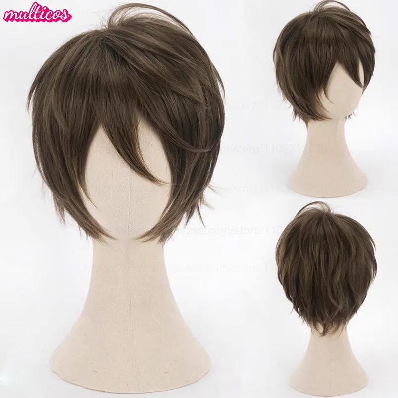Farben Kurze Gerade Cosplay Perücke Layered Shaggy Flauschig Rot Rosa Braun Grün Blau Hitzebeständige Kunsthaar Party Anime Perücken – Detail 37