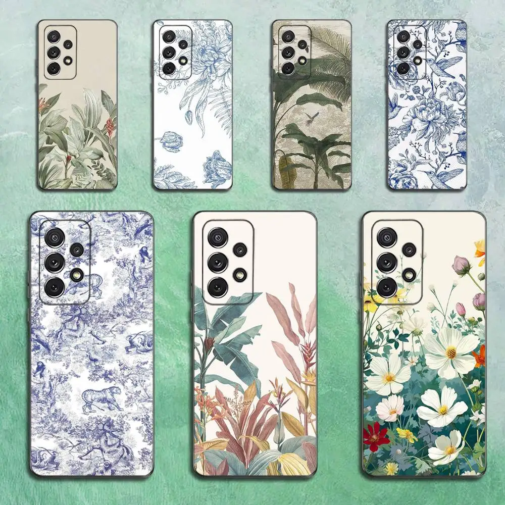 

Botanical Painting Art Phone For Samsung S25,S10,S20,S10,S21,S9,S24,S23,Ultra,FE,Plus,Lite,Soft Silicone Black Cover