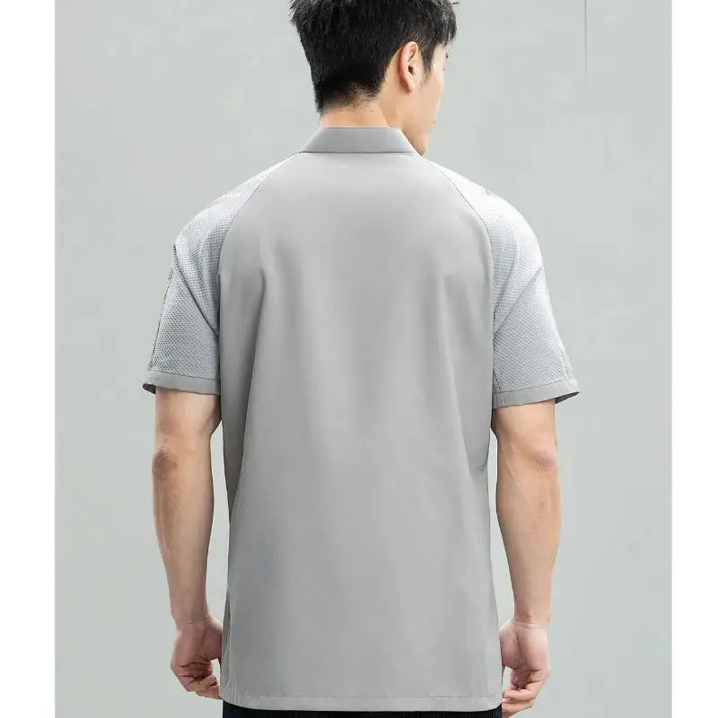 High End Chef Workwear Men Short Sleeved Hotel Kitchen Cooking Jacket Personalized Printed Pattern Chef Head Breathable Mesh Top