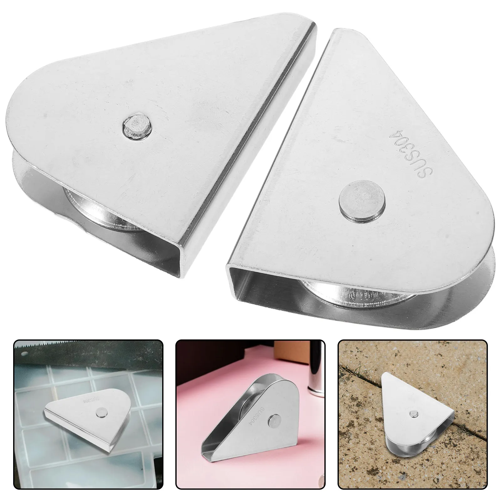 2Pcs Stainless Steel Flagpole Pulley Heavy Duty Bearing Outdoor Corrosion Resistant Flagpole Hardware Rope Pulley Block Flag
