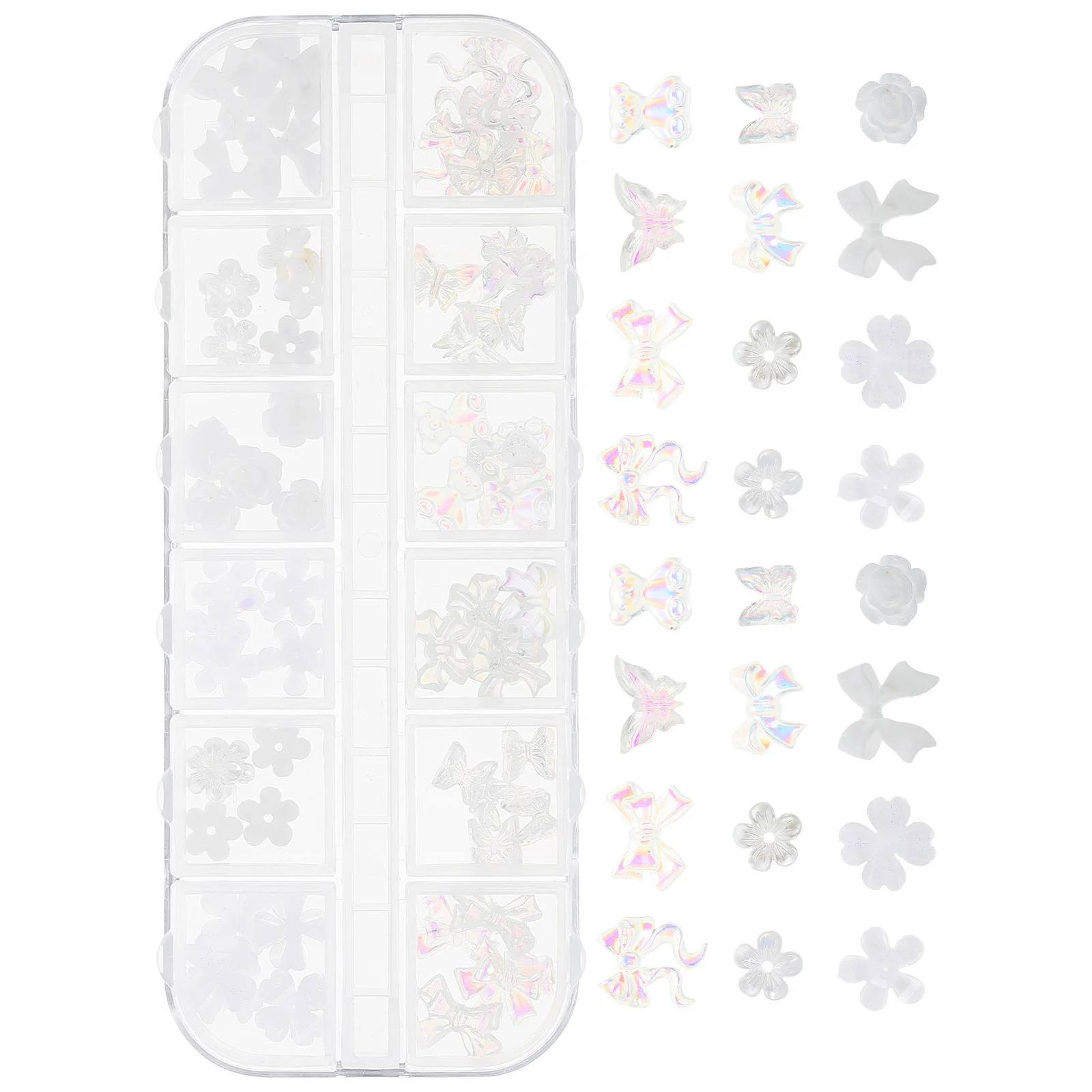 

1 Box Manicure Decorations Resin Nail Art Bow Flower Charms Diy Fingernail Decor Supplies For Girls Party Holiday Carnival Use