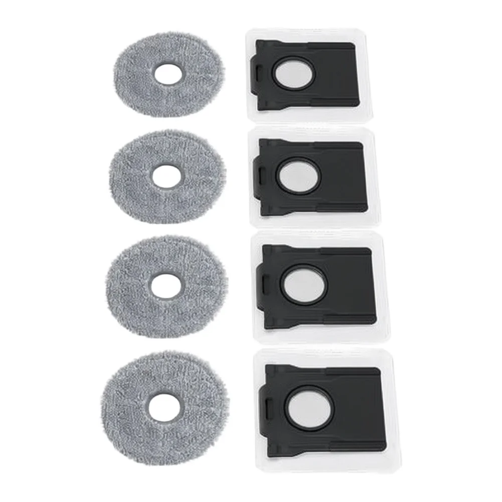 4 Mop Cloths and 4 Dust Bags for Dreame L60Pro Ultra Robot Vacuum Cleaner: Designed to Minimize Frequency of Replacement
