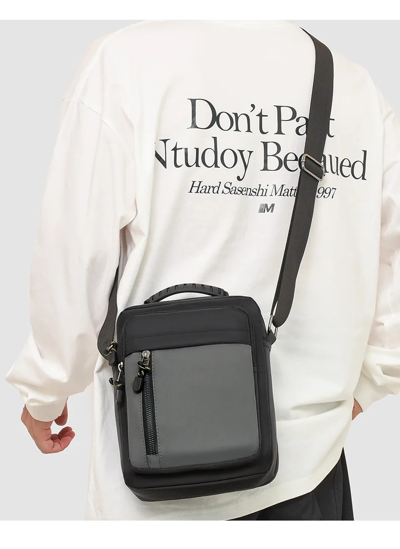 Men's portable shoulder mobile phone storage multi-layer commuting vertical version of travel business diagonal cross bag