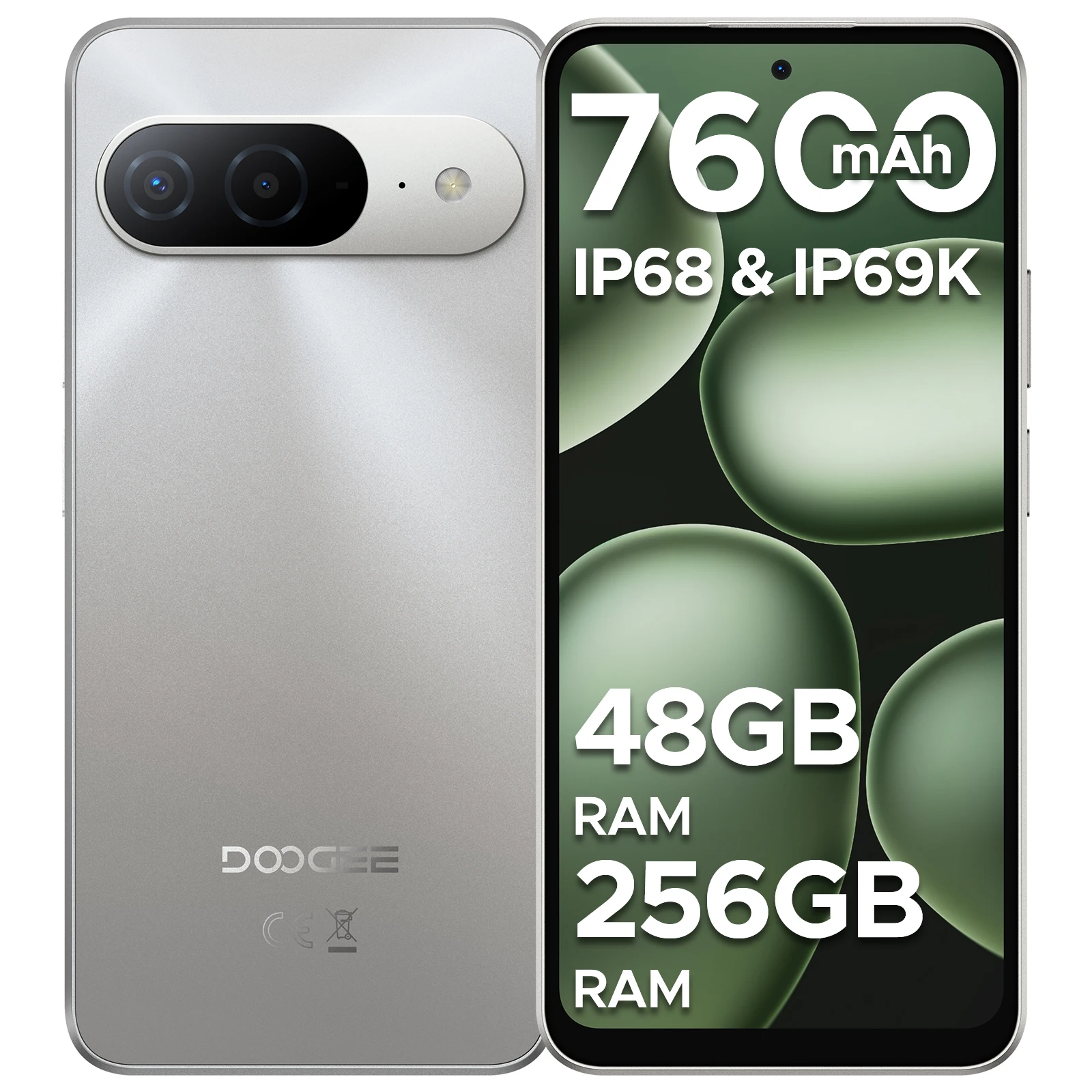 DOOGEE B10 Smartphone Android 16 48GB+256GB IP68 6,63” FHD 120Hz Display Helio G100 7600mAh Grote batterij 64MP Camera Mobiele telefoon