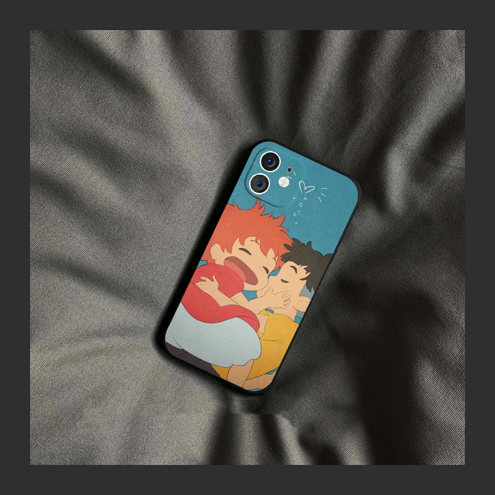 Anime P-Ponyo Phone Case Silicone Soft For IPhone 16 15 14 13 12 11 Plus Pro Max Plus