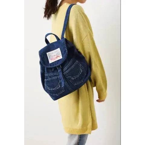 Japanese Simple Kawaii Cat Backpack Denim Handbag Shoulder Bags Large Capacity Student Schoolbag Cute Women Backpack handbags