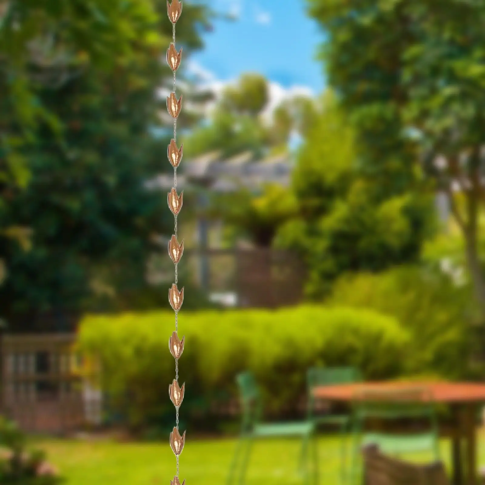 

Rain Chain for Gutters Downspouts Sturdy Outdoor Decor Metal Rain Collector for Balcony Home Housewarming Eaves Drainage Outside