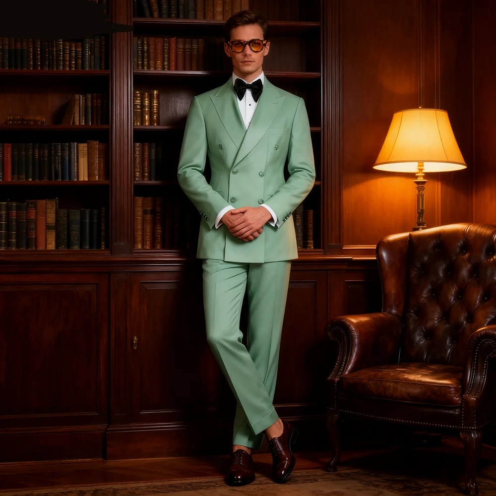 

2-Piece Formal Men's Terno with Peak Lapel Blazer Classic Smoking Suit for Wedding Slim Fit Custom-Made Male Attire