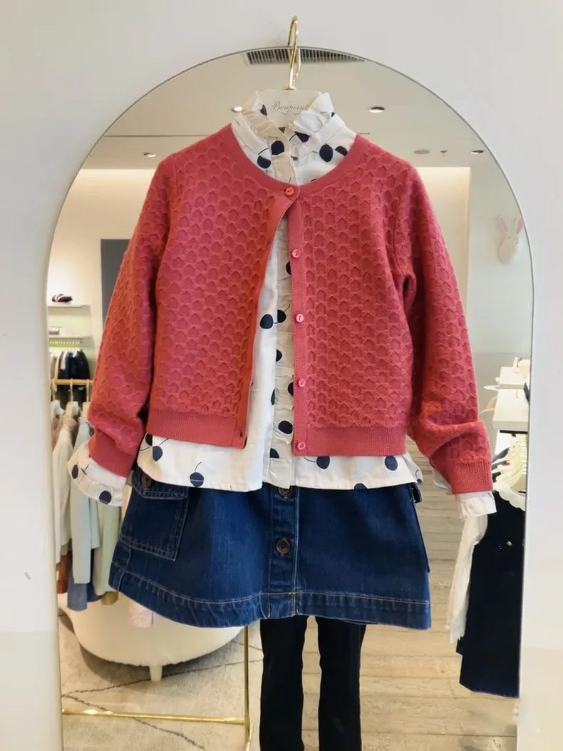 Cardigan en tricot pour enfants, pulls pour tout-petits, vêtements d'extérieur à la mode, mignon, hiver, automne, 2024 Bp